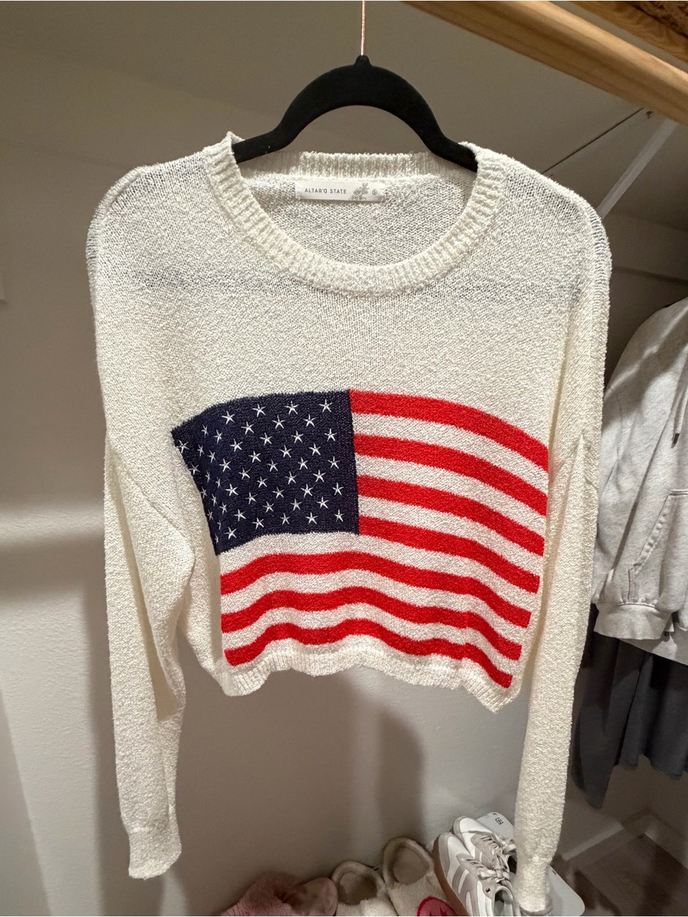 ALTERD STATE American Flag Long Sleeve Cropped
